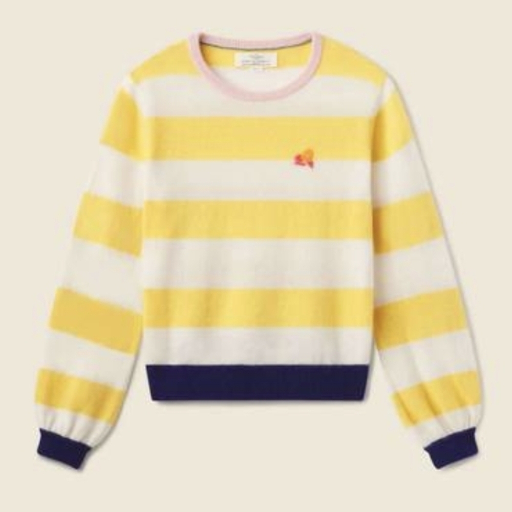 Tovata Birds Of Paradis NWT Ryann Cashmere Sweater in Dandelion Stripe
